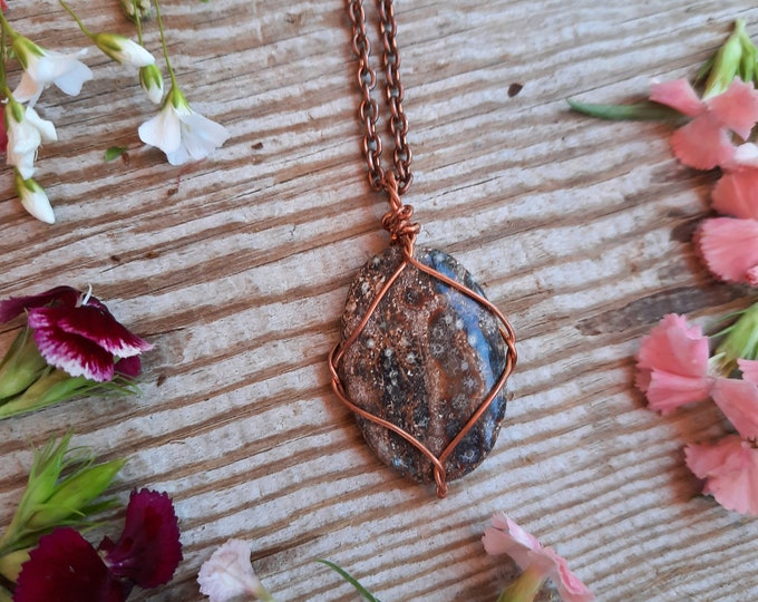 Scenic Wiper Jasper Pendant, wiper jasper crystal. wiper jasper necklace, wiper jasper jewelry, one of a kind wiper jasper, pure copper wrap