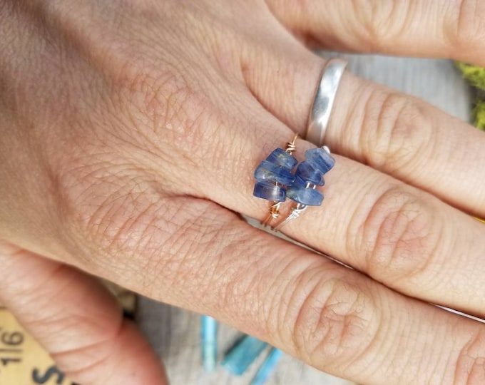 Blue kyanite Crystal ring- made to order