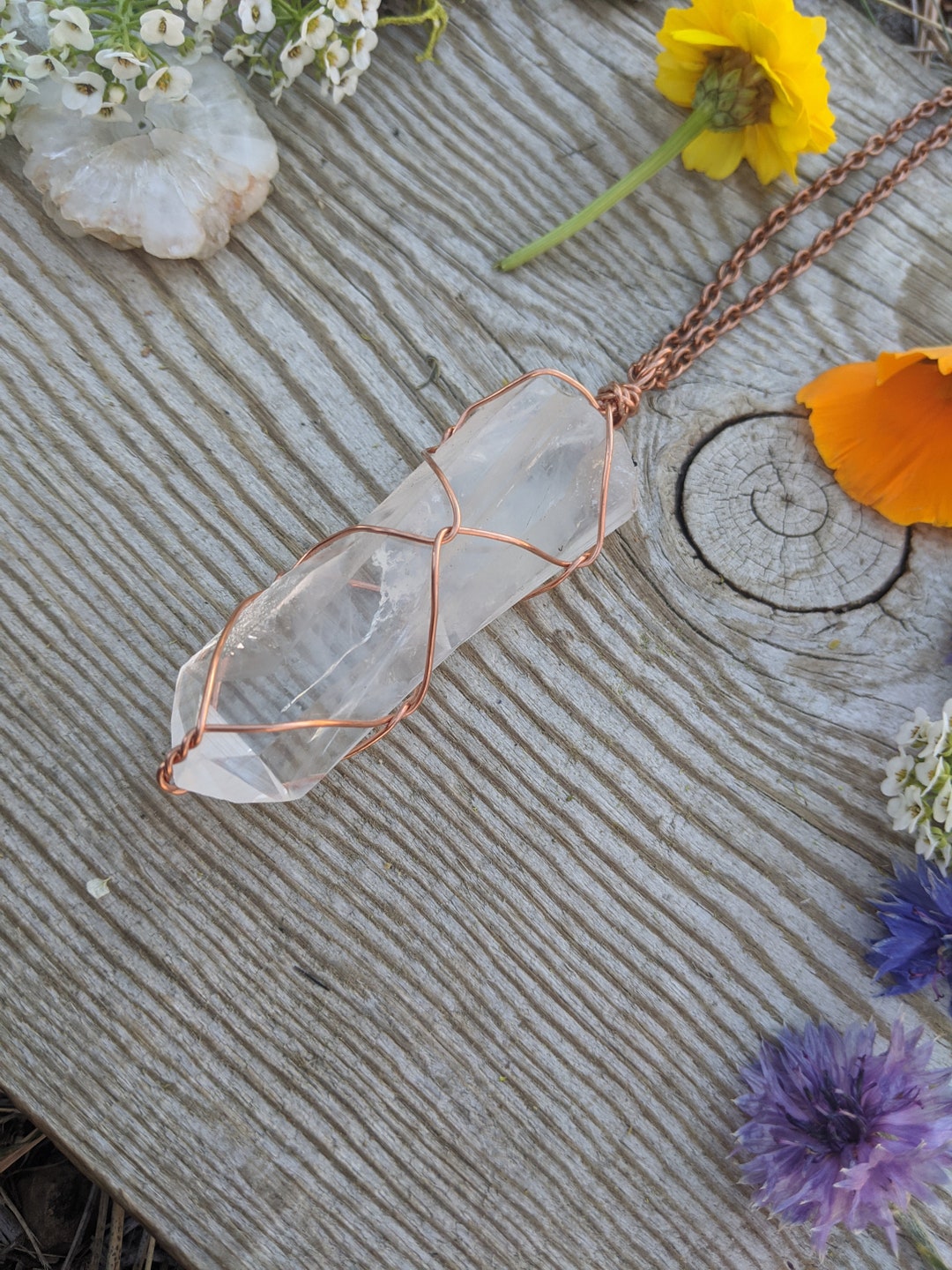 Extra Large Clear Quartz Crystal Pendant, Large Clear Quartz Point