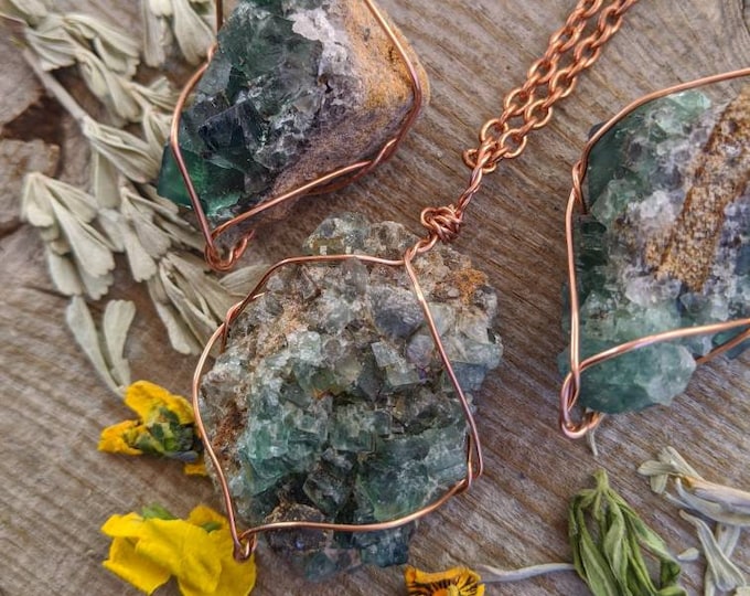 high quality diana marie fluorite crystal cluster pendant, green and blue fluorite cluster pendant, natural fluorite pendant, green crystal