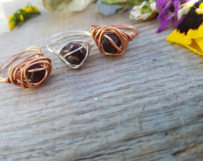 Raw garnet ring, natural garnet crystal ring, garnet crystal, January birthstone ring, natural ring made to order