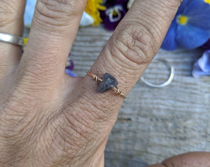 raw rough medium tanzanite chunk ring- made to order
