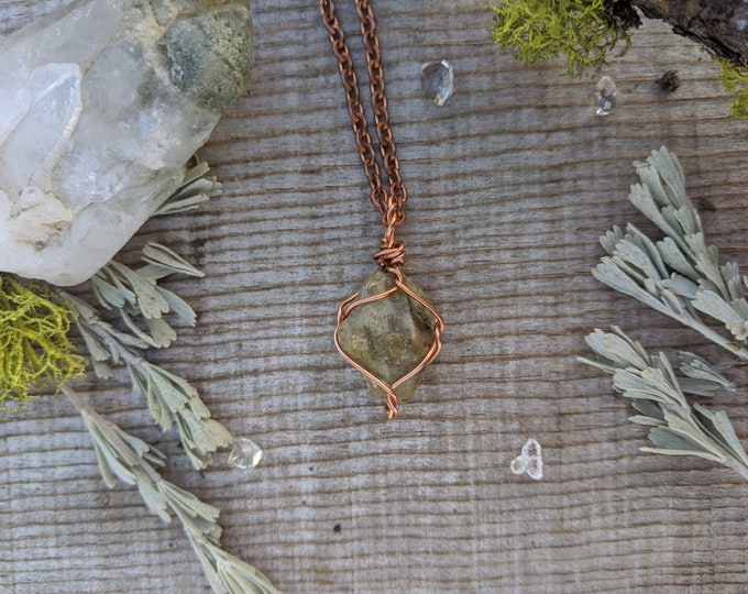 Rare green garnet pendant, rare green garnet necklace, Bolivian green garnet, natural raw rough garnet jewelry, rare garnet, garnet crystal
