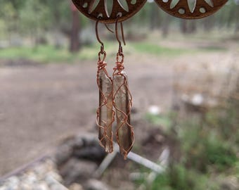 Smokey quartz crystal earrings, raw smokey quartz earrings, smoky quartz earrings, smoky quartz crystal earrings, raw natural rough points