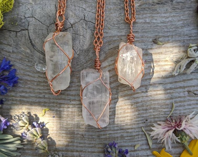 Natural raw rough Kunzite crystal pendant, white kunzite crystal pendant, light pink and green kunzite pendant, kunzite crystal necklace