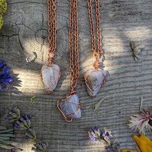 Small blue lace agate crystal pendant, solid copper blue lace agate pendant, sterling silver blue lace agate necklace, blue lace agate stone