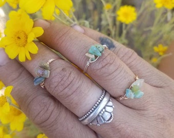 Peruvian blue opal crystal rings, blue opal ring, opal crystal ring, natural blue opal ring, peruvian opal ring, silver peruvian opal ring