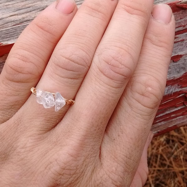 Clear Quartz Crystal ring- made to order