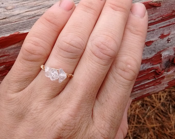 Clear Quartz Crystal ring- made to order