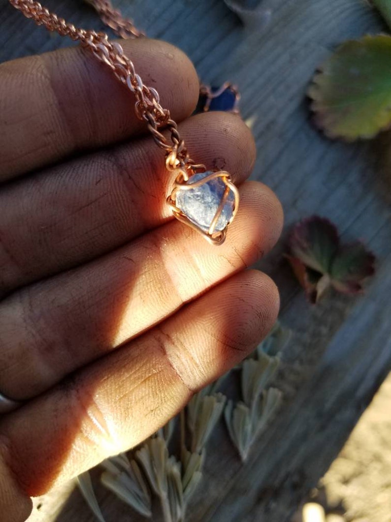 silver or c raw record keeper sapphire necklace birthstone necklace Tiny raw blue sapphire crystals wire wrappedpendant sapphire pendant