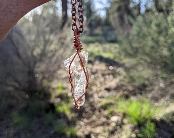Mini faden quartz crystal pendant, natural raw rough mini faden quartz necklace, high quality faden quartz pendant, raw rough high quality