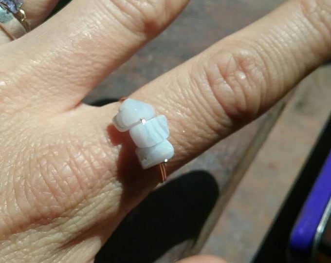 Blue lace agate Crystal ring- made to order