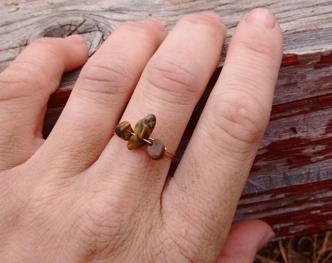 Tigers eye Crystal ring- made to order Tigers Eye Stone Ring | Artisan Made Crystal Ring | Energy Healing Jewelry | Fashionable Boho Chic