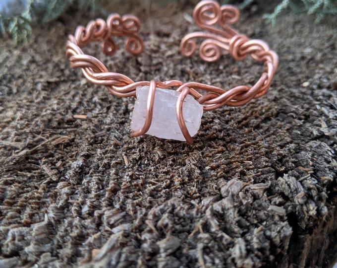 kunzite crystal bracelet, natural pink kunzite braded cuff bracelet, raw rough all natural bracelet, kunzite cuff bracelet, kunzite crystal