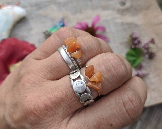 orange aventurine crystal ring- made to order, aventurine ring, orange aventurine, dainty crystal rings, stackable rings, constant ruckus
