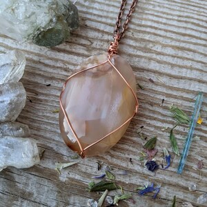 extra large Flower Agate Pendant, oval shapped flower agate crystal necklace, flower agate crystal pendant, pure copper,high quality