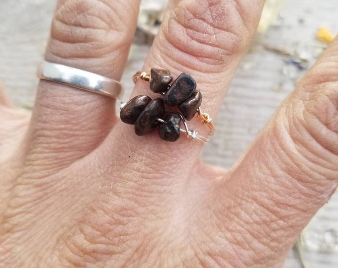 Meteorite ring, natural meteor ring, meteorite crystal ring, meteorite