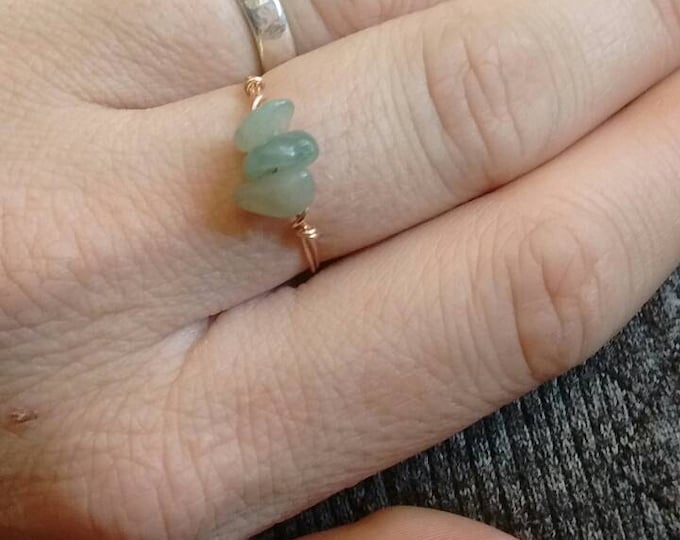 Green aventurine Crystal ring- made to order green adventurine