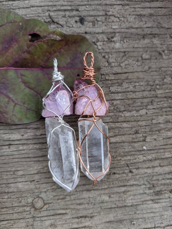 Rose aura cheap quartz necklace