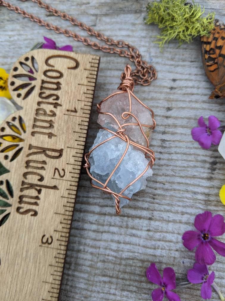 Celestite Pendant in Sterling silver (The blue didn't show up in pics but  in reality it has that subtle celestite blue) It is a calming and uplifting  stone which will help contact