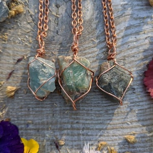 Raw, Rough, Natural Fluorite Crystal Pendant, fluorite crystal jewelry, fluorite necklace, multicolored fluorite piece copper silver, green