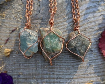 Raw, Rough, Natural Fluorite Crystal Pendant, fluorite crystal jewelry, fluorite necklace, multicolored fluorite piece copper silver, green