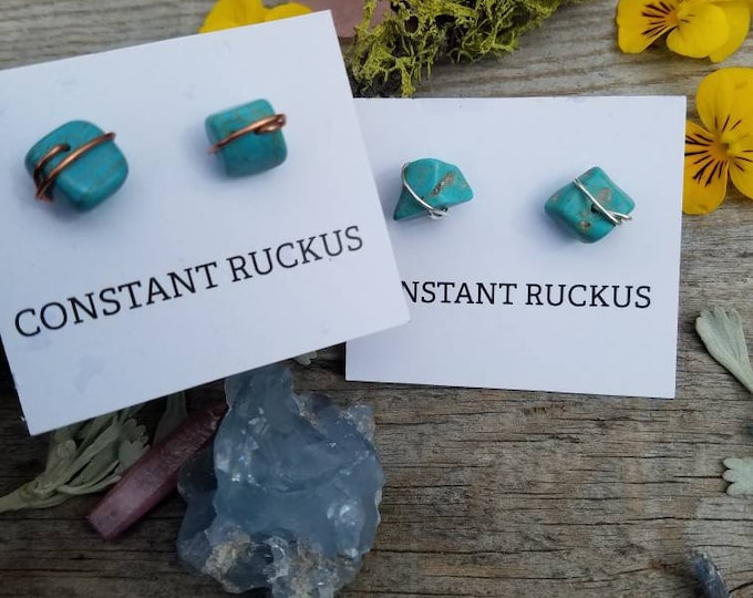 Turquoise crystal studs made to order