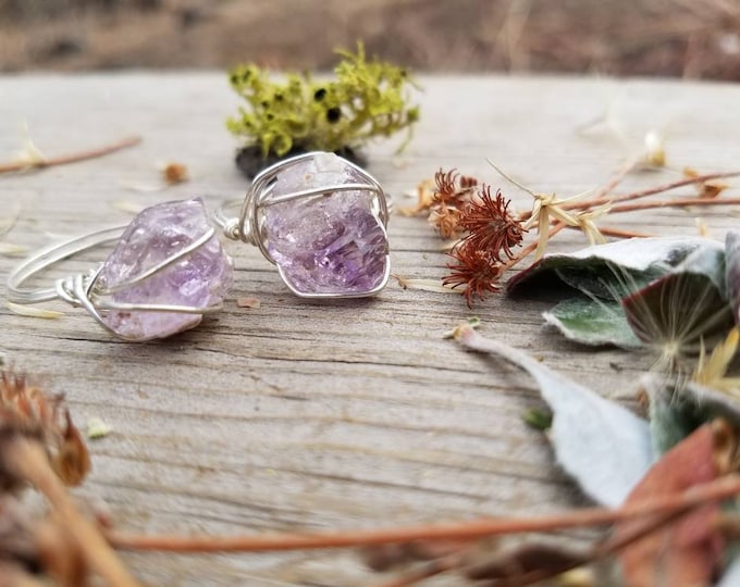 elestial amethyst crystal ring, elestial amethyst ring, silver amethyst ring, copper amethyst ring, elestial amethyst, herkimer amethyst