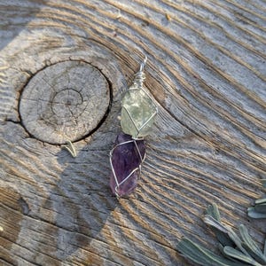 Fluorite and Amethyst crystal pendant, natural high quality fluorite crystal necklace, fluorite pendant, amethyst pendant, amethyst necklace