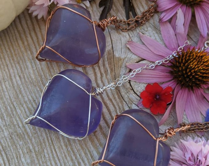 Extra large Indigo Fluorite heart pendant, purple fluorite necklace, indigo fluorite pendant, heart pendant, large crystal heart necklace,