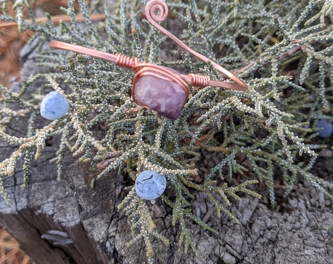 purple fluorite copper cuff bracelet, natural copper cuff bracelet, fluorite cuff bracelet, natural raw rough purple fluorite crystal cuff
