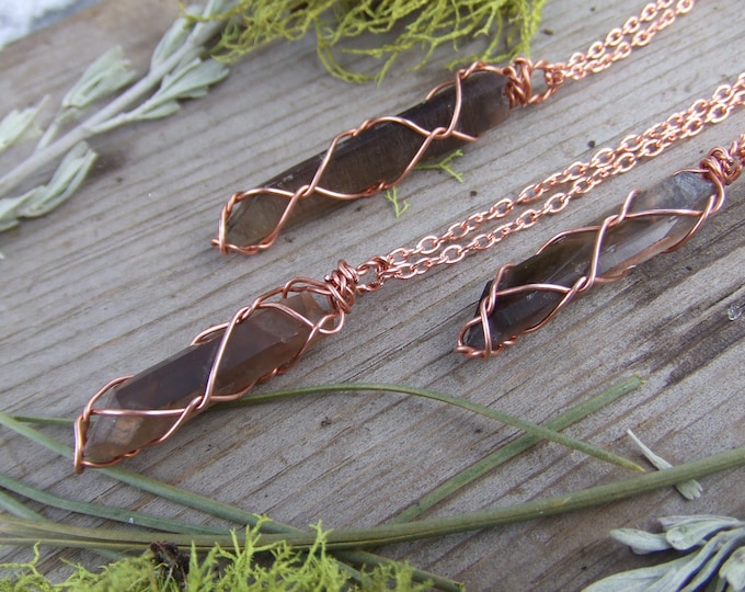 Natural Smokey quartz crystal wire wrapped point\, smokey quartz pendant, smokey quartz necklace, raw smokey quartz, natural smokey quartz