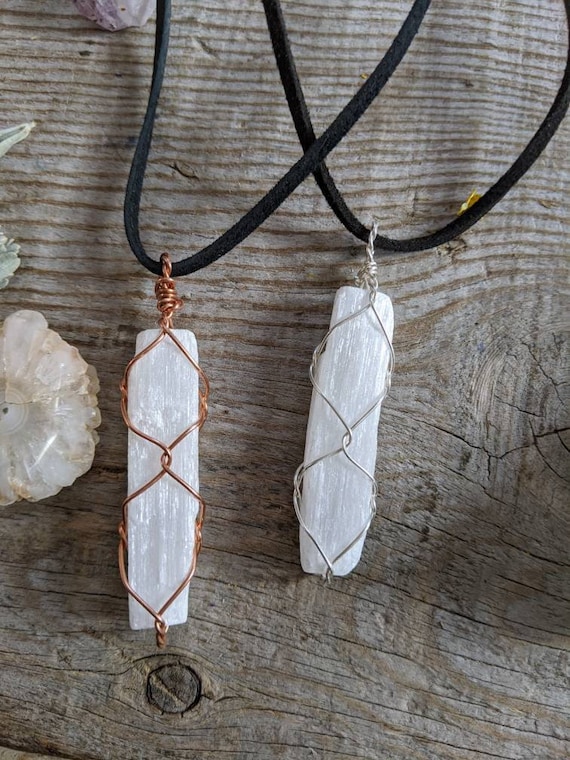 Small Selenite Crystal Pendant Selenite Crystal Necklace Pure
