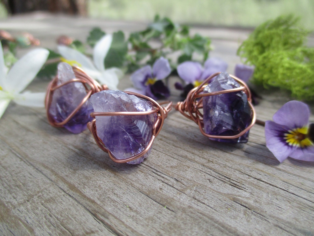 Raw Amethyst Crystal Point Ring, a Perfect Little Amethyst Point ...