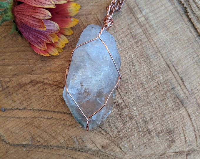 Extra large clear quartz pendant, natural raw rough quartz pendant, quartz crystal point, raw quartz necklace, clear quartz necklace, crysta