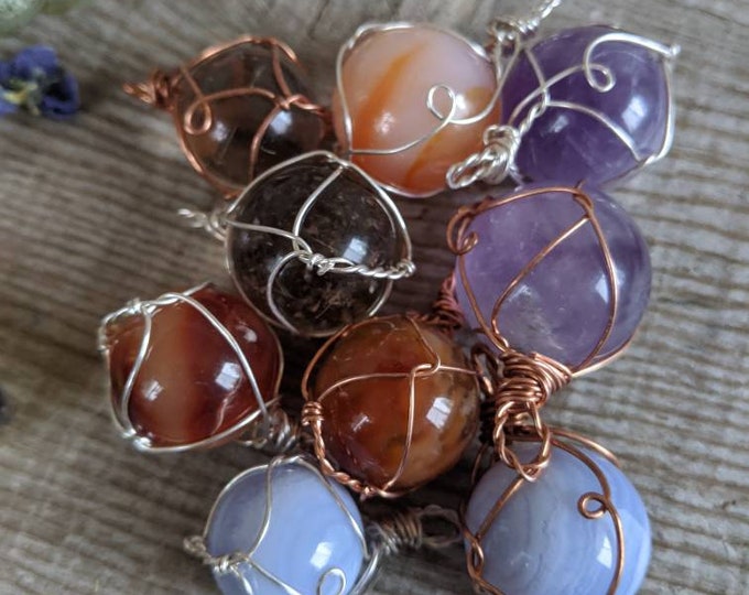 Carnelian sphere pendant, gold rutile quartz sphere pendant, amethyst necklace, sphere necklace, crystal sphere jewelry, blue lace agate