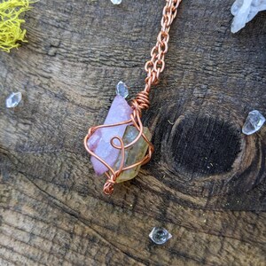 golden apatite and rose aura quartz crystal combo pendant, natural golden apatite crystal pendant, apatite necklace, gold apatite, rainbow
