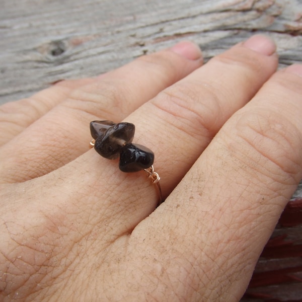 Smokey Quartz Crystal ring- made to order,Custom Smokey Quartz Ring | Handcrafted Crystal Jewelry | Made to Order Healing Ring | Unique Gems