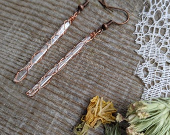 Skinny raw singing quartz crystal earrings, natural clear quartz earrings, long quartz earrings, raw crystal earrings, natural high quality