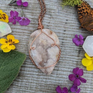 Extra Large Flower Agate Pendant, tear shaped shapped flower agate crystal necklace, flower agate crystal pendant, pure copper,high quality