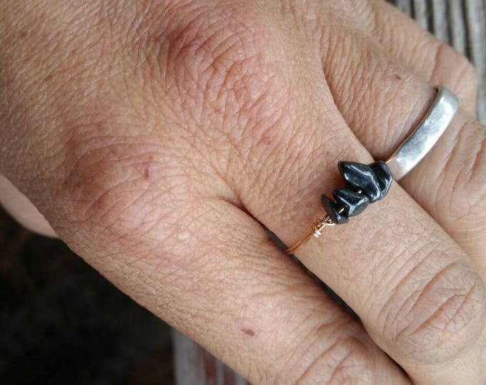 Hematite Crystal ring- made to order natural raw