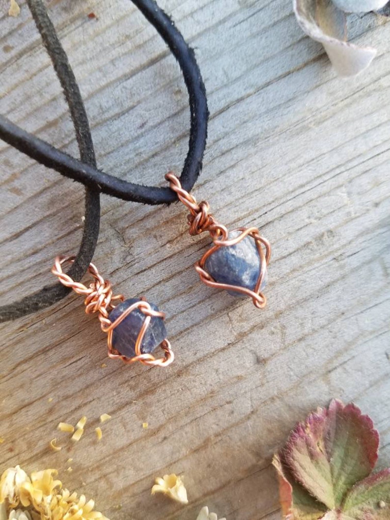 silver or c raw record keeper sapphire necklace birthstone necklace Tiny raw blue sapphire crystals wire wrappedpendant sapphire pendant