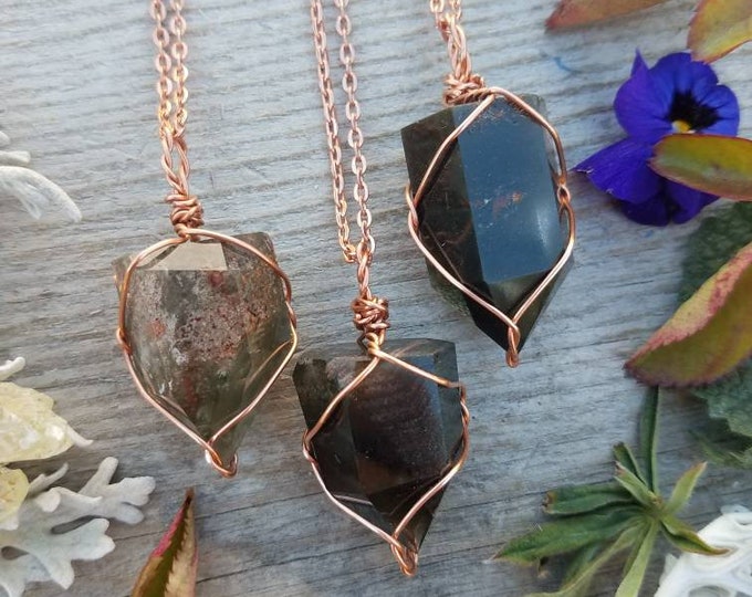 Scenic quartz pendant, lodolite pendant, natural lodolite crystal pendant, quartz crystal pendant, garden quartz pendant, quartz crystal