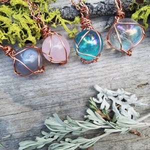 Rose quartz sphere pendant, angel aura sphere pendant, aqua aura necklace, sphere necklace, crystal sphere jewelry, agate geode pendant