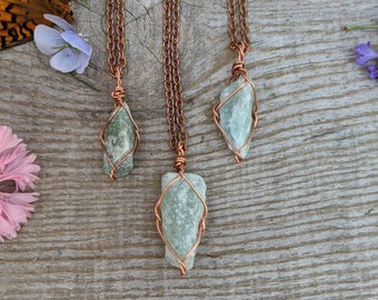 Raw Rough Aventurine crystal pendant, small aventurine pendant, natural aventurine crystal necklace, aventurine necklace, crystal aventurine