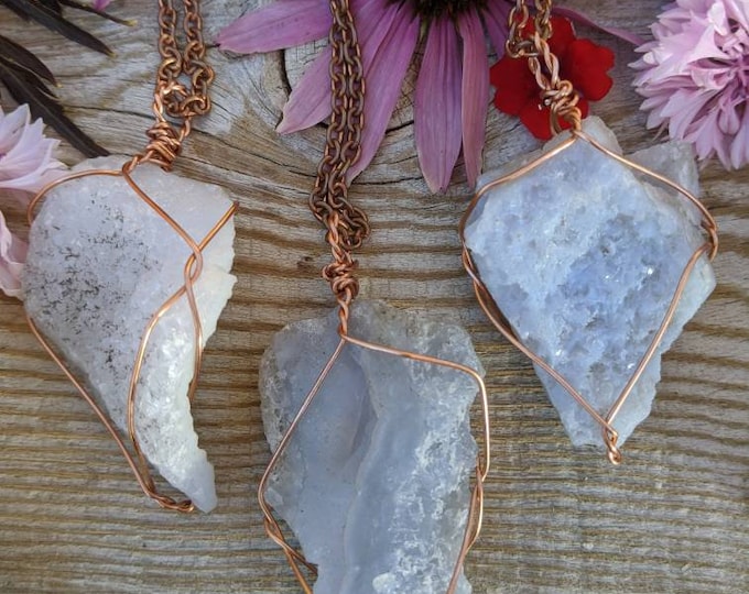 Raw rough druzy blue lace agate pendant, raw blue lace agate, blue lace agate cluster, raw crystal necklace, druzy crystal pendant, raw cave