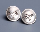 Birdie Post Earrings Bird Mirror Images Stelring Silver Tiny Earrings Recycled Gift for Her