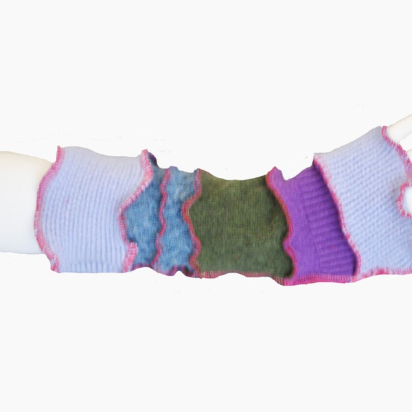 Upcycled Armwarmers Fingerless Periwinkle Cashmere