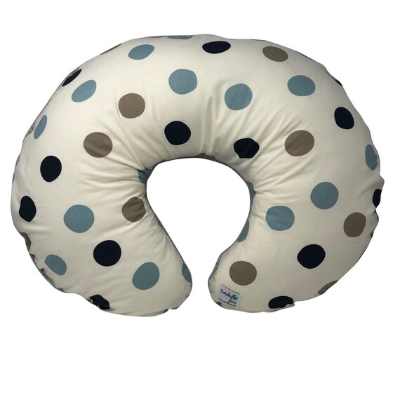 Large Navy Gray And Blue Dot Organic Nursing Pillow Cover Etsy
