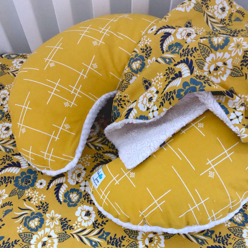 Mustard Yellow Organic Nursing Pillow Cover With Cream Minky Etsy